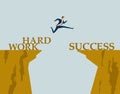 Business people cross the cliff, dare to struggle and achieve their goals, struggle and change the status quo